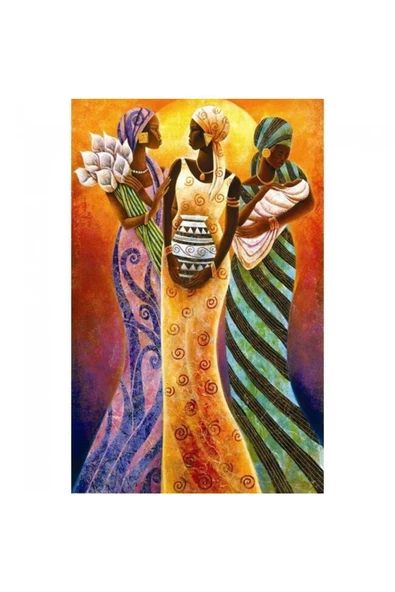 Canvas Afrika Kadınları Sayılarla Boyama Seti Rulo ürün görseli