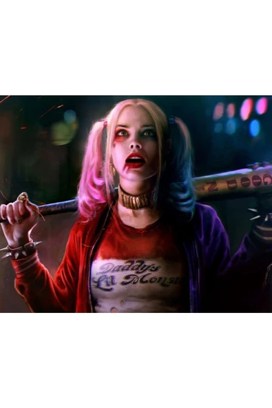 Canvas Harley Quinn 3 Sayılarla Boyama Seti  Kasnaklı 100 x 140 cm ürün görseli 1