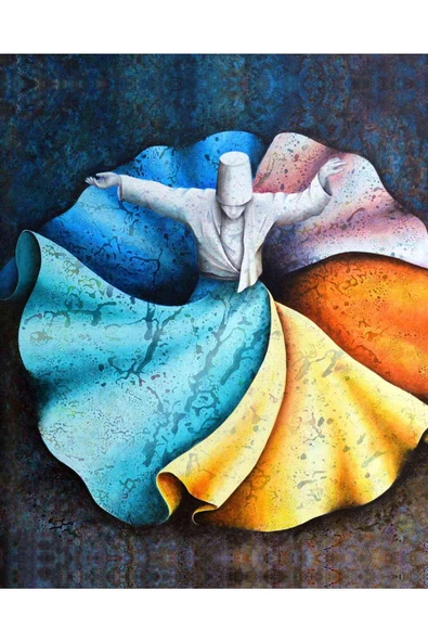 Canvas Özden Öze Mevlana Sayılarla Boyama Seti Kasnaklı 70 x 90 cm - 1