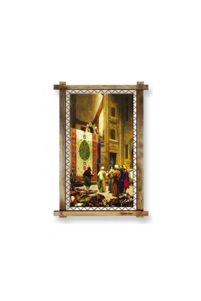 Kanvas Acem Halı Pazarı Led Işıklı Rustik Tablo ürün görseli 1