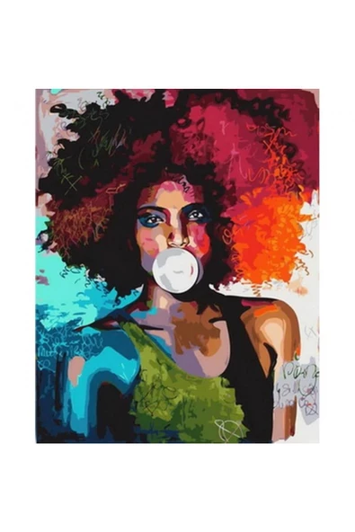 Canvas Şapşik Kıvırcık Sayılarla Boyama Seti  Kasnaklı 60 x 75 cm ürün görseli 1