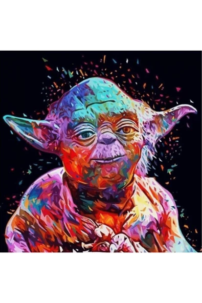 Canvas Starwars Yoda Sayılarla Boyama Seti  Kasnaklı 50 x 65 cm ürün görseli 1