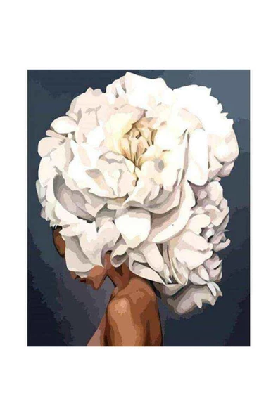 Canvas Çiçek Kadın 2 Renkli Sayılarla Boyama Seti Kasnaklı 90 X 110 Cm