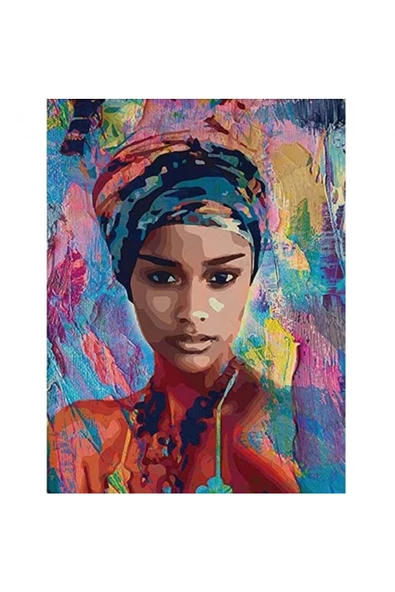 Canvas Afrikalı Güzel 6 Sayılarla Boyama Seti Rulo ürün görseli 1