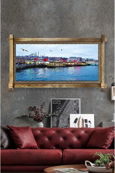 Kanvas Istanbul Manzara Rustik Tablo 96 X 66 Cm - Resim 3