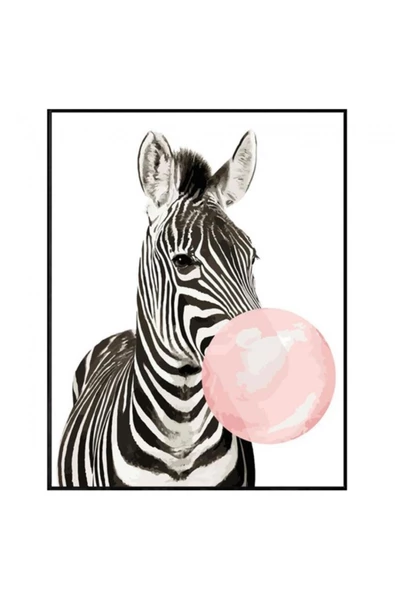Canvas Pembe Sakız ve Zebra Sayılarla Boyama Seti  Kasnaklı 70 x 90 cm ürün görseli 1