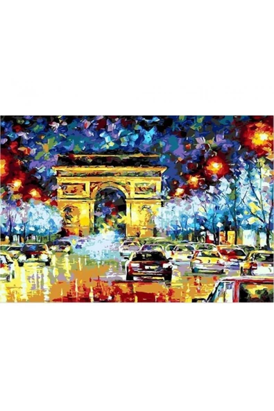 Canvas Zafer Takı Sönmeyen Ateş Sayılarla Boyama Seti  Kasnaklı 70 x 90 cm