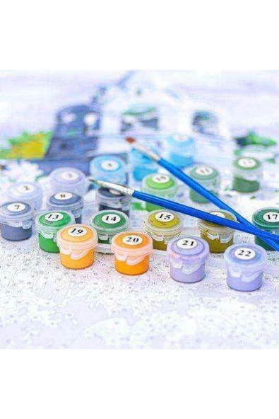 Canvas Gün Batımı Sayılarla Boyama Seti Kasnaklı 90 X 110 Cm - Resim 3