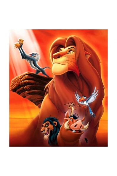 Canvas Aslan Kral Çizgi Film Sayılarla Boyama Seti  Kasnaklı 50 x 65 cm ürün görseli 1