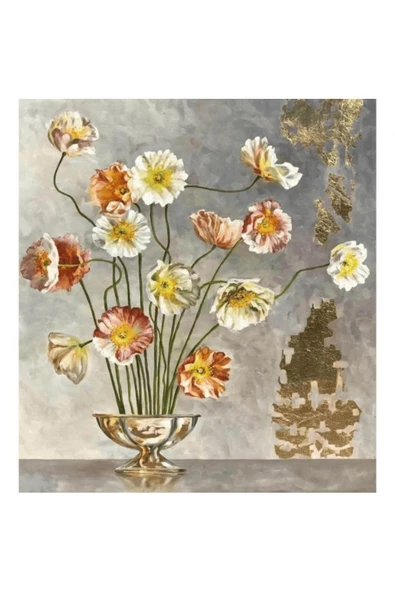 Canvas Zarif Çiçekler Sayılarla Boyama Seti  Kasnaklı 100 x 140 cm ürün görseli 1