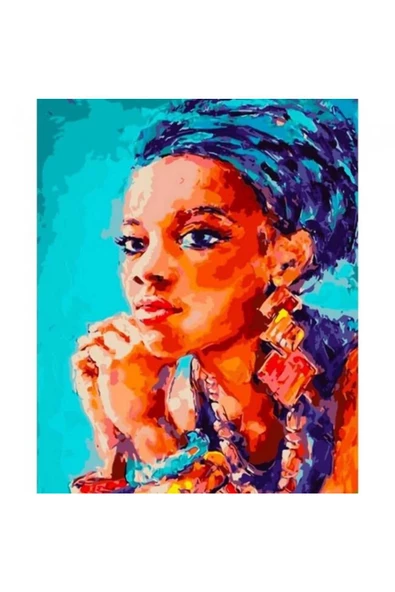 Canvas Afrikalı Güzel 4 Sayılarla Boyama Seti  Kasnaklı 100 x 140 cm ürün görseli 1