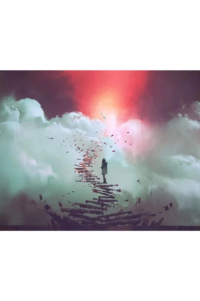 Canvas Bulutların Üzerinde Sayılarla Boyama Seti   Kasnaklı 90 x 110 cm ürün görseli 1