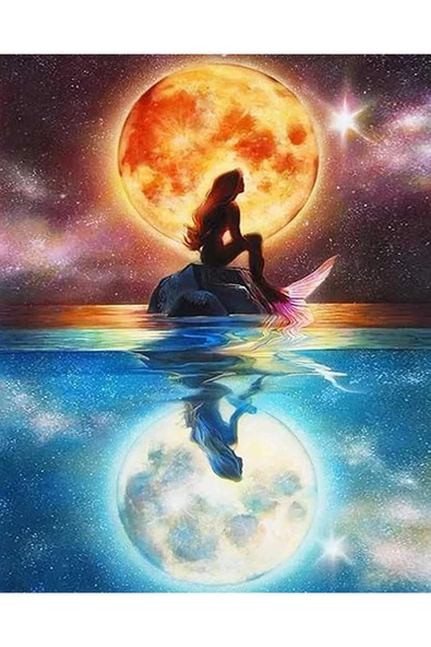 Canvas Deniz Kızı Yansıması Sayılarla Boyama SetiRulo ürün görseli 1
