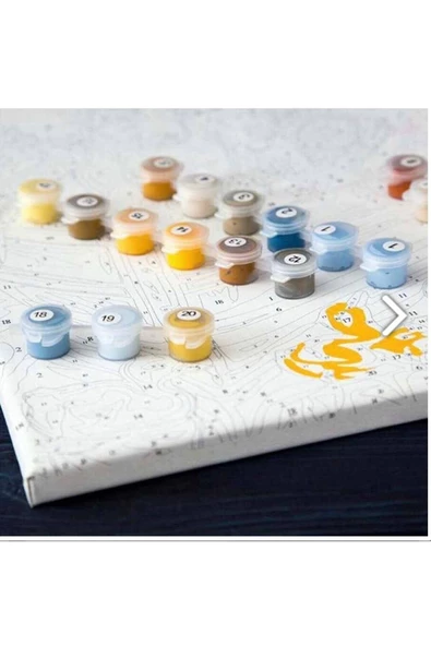 Canvas Astronotun Çiçekleri Sayılarla Boyama Seti Kasnaklı 70 x 90 cm - Resim 2