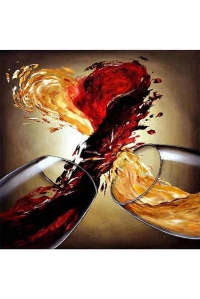 Canvas İki Kadeh Sayılarla Boyama Seti  Kasnaklı 100 x 140 cm ürün görseli 1