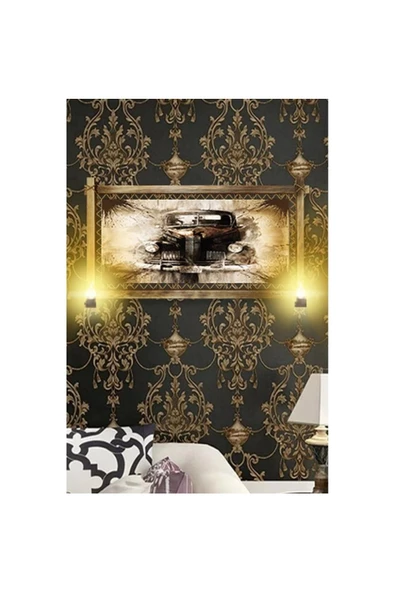 Kanvas Antika Araba Rustik Lambalı Tablo - Resim 3