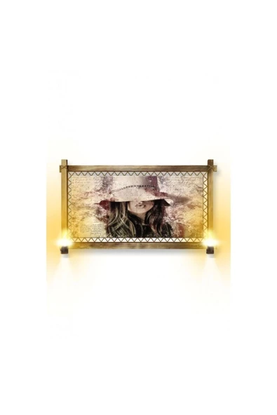 Kanvas Şapkalı Kadın Rustik Lambalı Tablo ürün görseli 1