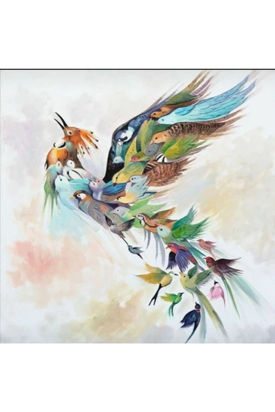 Canvas Simurg Kuşu Sayılarla Boyama Seti  Kasnaklı 60 x 75 cm ürün görseli