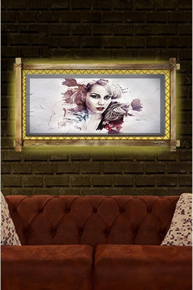 Kanvas Soyut Led Işıklı Rustik Tablo 96 X 66 Cm - Resim 2
