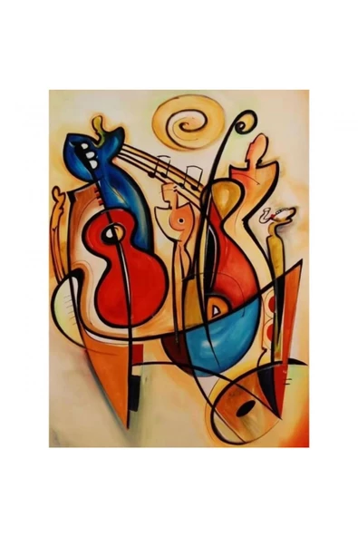 Canvas Ruh ve Müzik Sayılarla Boyama Seti  Kasnaklı 90 x 110 cm ürün görseli 1