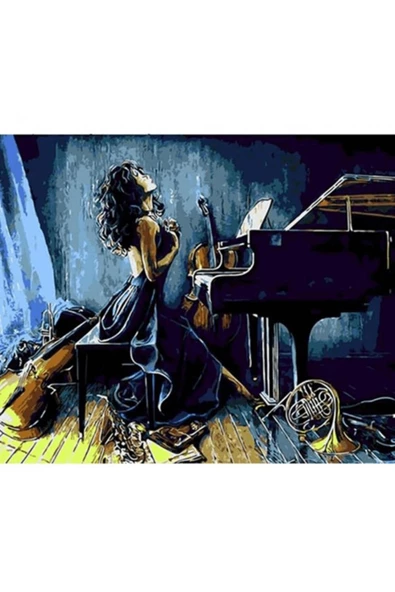 Canvas Müzik ve Kadın Sayılarla Boyama Seti Rulo ürün görseli 1