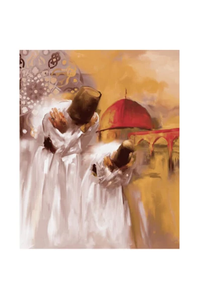 Canvas Ermiş Mevleviler Sayılarla Boyama Seti  Kasnaklı 50 x 65 cm ürün görseli 1