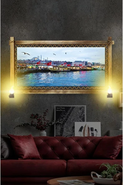 Kanvas Istanbul Manzara Rustik Tablo 96 X 66 Cm - Resim 2