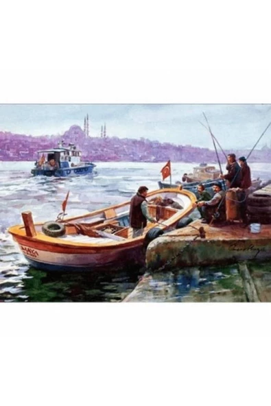 Canvas Istanbul Ve Kayıklar Sayılarla Boyama Seti Kasnaklı 40 X 50 Cm ürün görseli 1