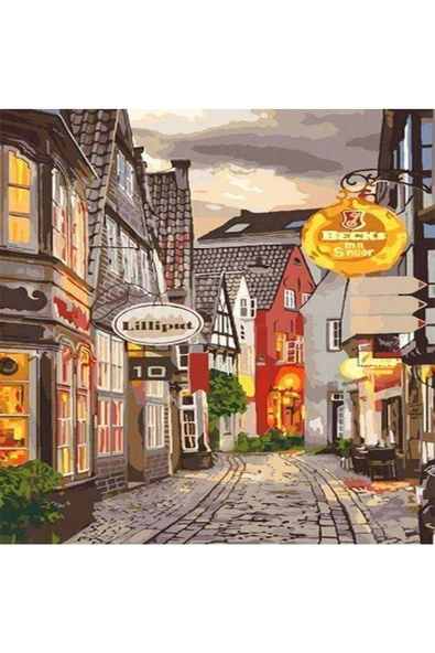 Canvas Güzel Bir Sokak Sayılarla Boyama Seti Kasnaklı 40 X 50 Cm ürün görseli 1