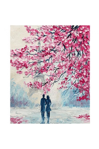 Canvas Baharda Aşk Sayılarla Boyama Seti  Kasnaklı 40 x 50 cm ürün görseli 1