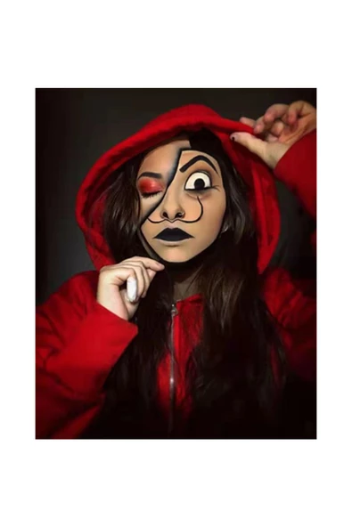 Canvas Kırmızı Kostüm Sayılarla Boyama Seti  Kasnaklı 100 x 140 cm ürün görseli 1