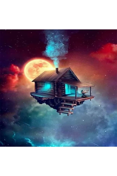 Canvas Gökyüzünde Yaşam Sayılarla Boyama Seti  Kasnaklı 70 x 90 cm ürün görseli