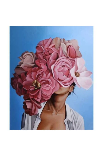 Canvas Çiçek Kadın 34 Sayılarla Boyama Seti Kasnaklı 100 X 140 Cm