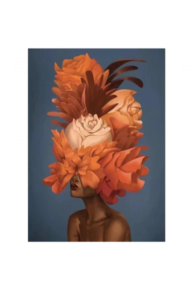 Canvas Çiçek Kadın 22 Sayılarla Boyama Seti  Kasnaklı 90 x 110 cm