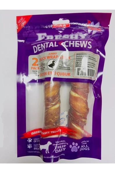 Freshy Dental Ördek Eti Kaplı Beyaz Burgu Kemik Köpek Ödülü 18 Cm 2 Li