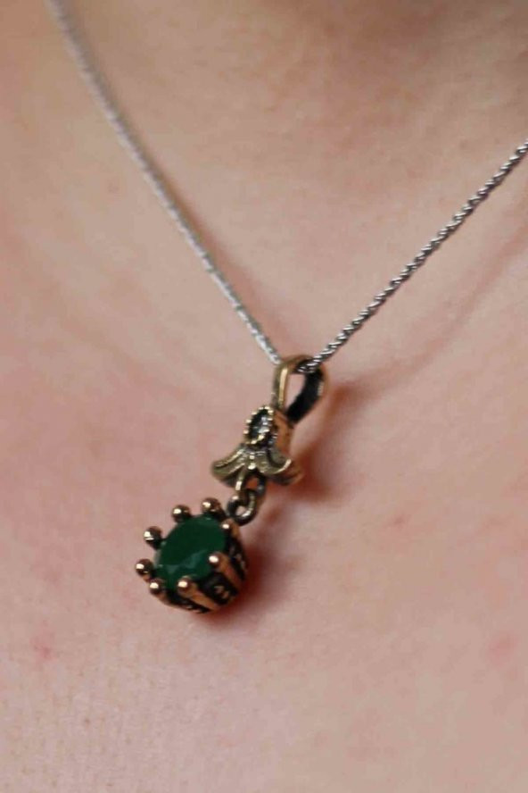 Gümüş Doğal İnci Taşlı Bayan Kolye - 3