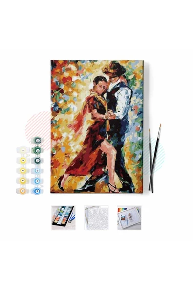 Canvas Tango Aşkı Sayılarla Boyama Seti  Kasnaklı 100 x 140 cm ürün görseli 1