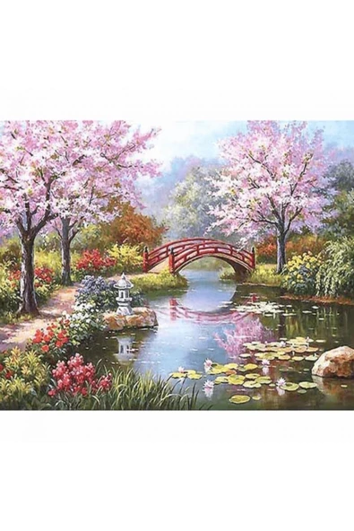 Canvas Pembe Orman Sayılarla Boyama Seti  Kasnaklı 90 x 110 cm ürün görseli 1