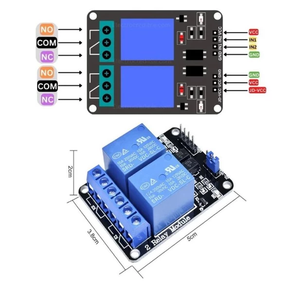 Röle Modülü 2 Kanal 12V - Resim 3