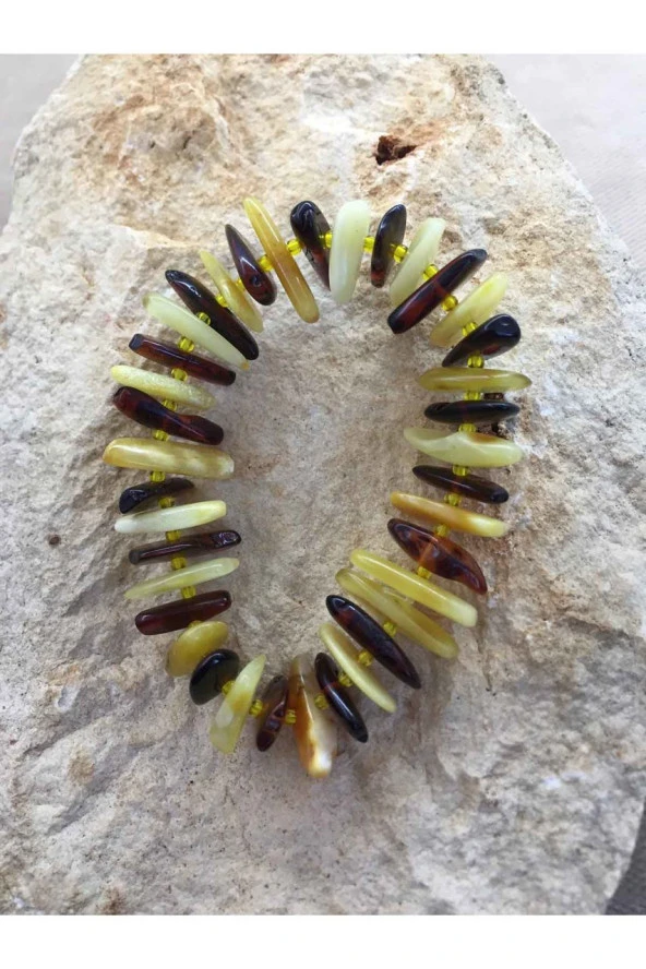 El İşi Hakiki Baltık Damla Bayan Erkek El İşi  Bileklik