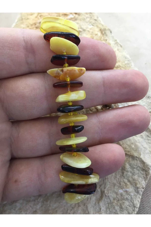 El İşi Hakiki Baltık Damla Bayan Erkek El İşi  Bileklik - 2