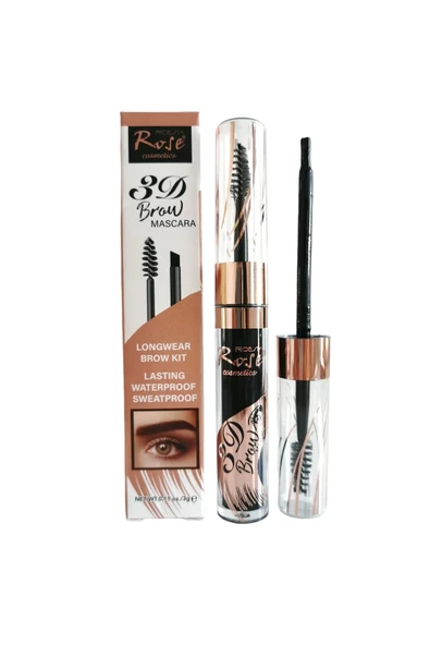 Rose 3D Brow (No:01) Mascara Longwear Brow Kıt Lastıng, Waterproof, Sweatproof 3 g