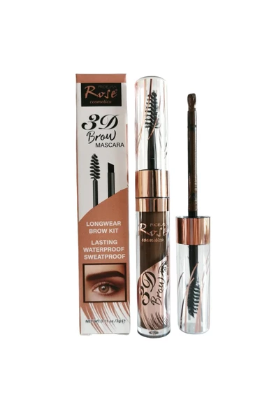 Rose 3D Brow (No:02) Mascara Longwear Brow Kıt Lastıng, Waterproof, Sweatproof 3 g