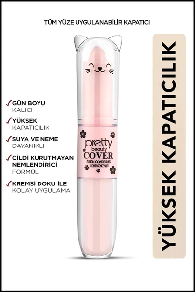 Pretty Beauty Cover Stıck Concealer & Lıquıd  Concealer (No:01)