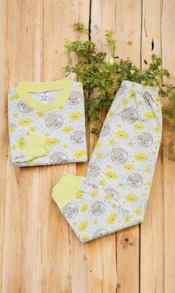 Bulut Desenli Kız Bebek Pijama Takımı - 7