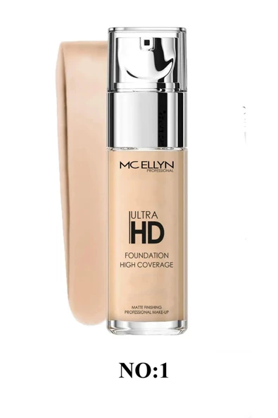 MC ELLYN Professıonal Ultra HD Foundatıon (No:01) Hıgh Coverage 40 ml (Cam Şişe)