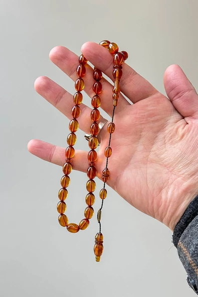 Furkan Gül İmzalı Çay Rengi Ateş Kehribar Tesbih - 2