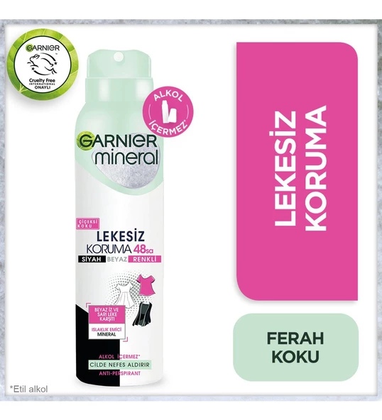 Garnıer mineral Lekesiz Koruma 48sa Siyah Beyaz Renkli 150 ml