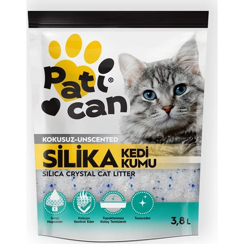 11 ADET PATİCAN SİLİKA KRİSTAL KEDİ KUMU 3.8 LT - 2
