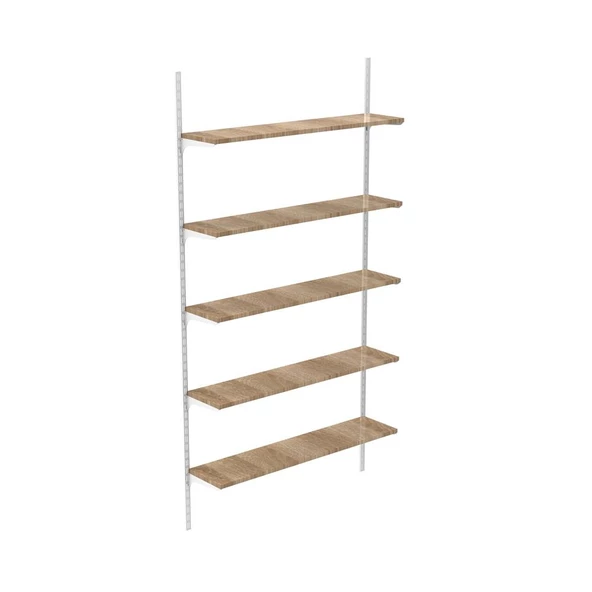 Rafburada® 5 Katlı Kitaplık. Ahşap Duvar Rafı. Dekoratif Raf  25x60 Ham MDF